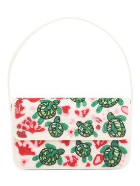 D'Margeaux New York Alessia Bianchi Beaded Turtle Top Handle Shoulder Bag NWT